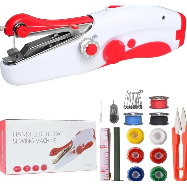Kit De Máquina De Coser Eléctrica Doméstica Pequeña Portátil Color Rojo