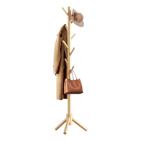 Cabideiro Heimon Chão Amarelo 175cm 8 Níveis Bambu