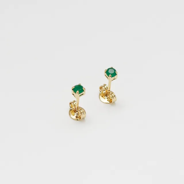 Arete Circonia Verde Bebe Niña En Oro Laminado 18k