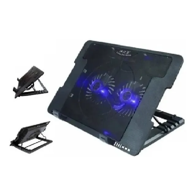 Base Enfriadora Para Laptop, Posiciones 2 Ventiladores Clr26 Color Negro Color Del Led Azul