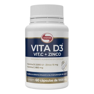 Vitamina D3 + Vitamina C3 + Zinco (60 Cps) Vitafor- Original Vitamina D3 + Vitamina C3 + Zinco (60 Cps) Vitafor- Original