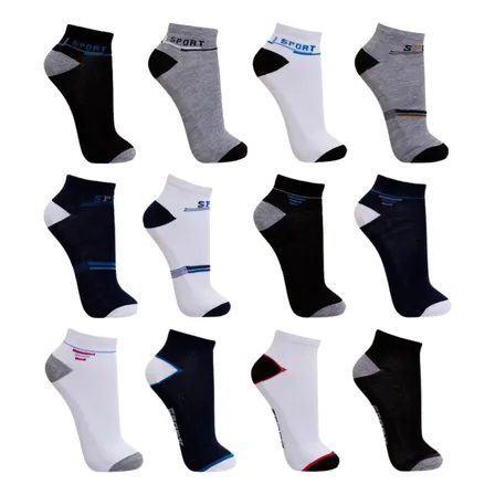 Kit 12 Pares Meia Masculino Cano Curto Soquete Varias Cores Sortidas Liso Único