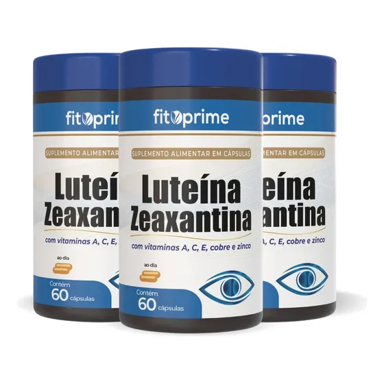 Kit 3 Luteína + Zeaxantina Vitaminas A C E Cobre Zinco 60cps Sabor Sem sabor