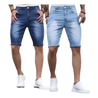 Kit 2 Bermudas Lisa Masculina Slim Moda Premium Kit 2 Bermudas Lisa Masculina Slim Moda Premium