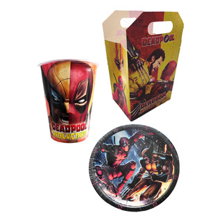 Kit Básico Deadpool Wolverine 20 Vasos Platos Fiesta Kit Básico Deadpool Wolverine 20 Vasos Platos Fiesta