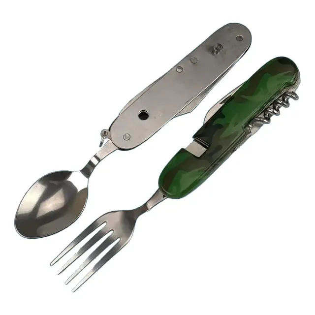 Navaja Multiusos Cuchara Tenedor Cuchillo Y 5 Funciones Mas