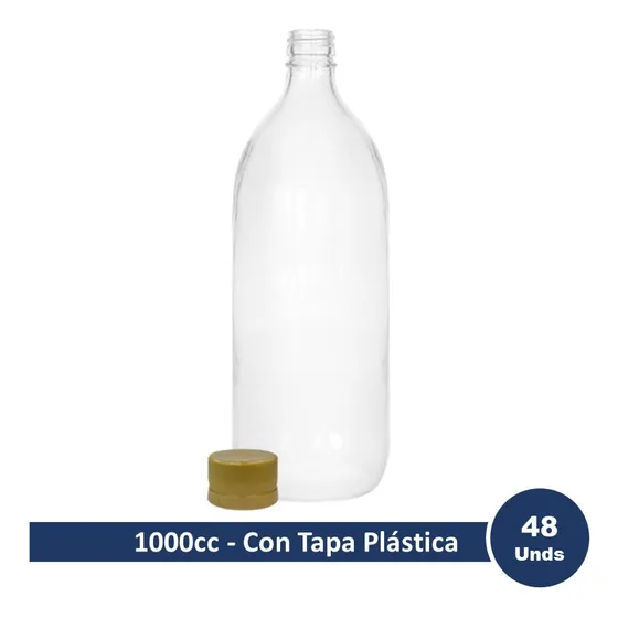 Botella De Vidrio Vinagrero 1000cc Con Tapa Plástica
