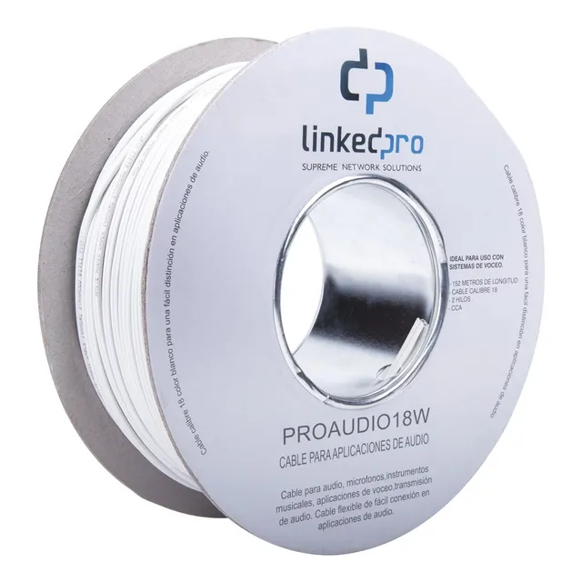 Cable De Audio 2 Hilos Cal.18 Linkedpro Blanco Pro-audio-18w