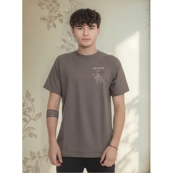 Remera Verde Musgo Estampada Algodon Hombre Exotikeo