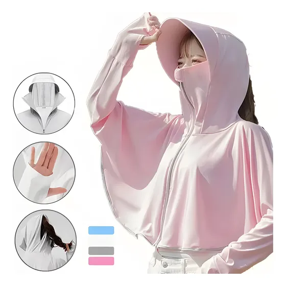 Traje De Protección Solar De Manga Larga Con Sombrero Mujer