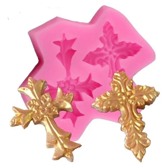 Molde Silicona 2 Cruces Color Rosa