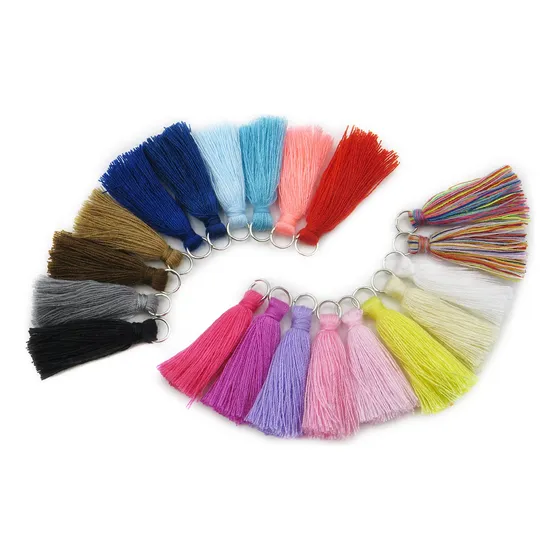 10u Flecos De Hilo Con Argolla Borlas 3.0cm Bijou Llavero