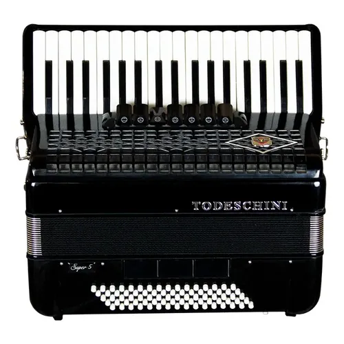Acordeão de piano cromático preto brilhante Chemnitzer Todeskini