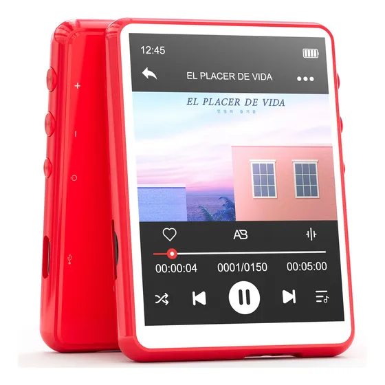 Reproductor De Música Mp3 Mp4 64gb Con Pantalla Táctil Color Rojo