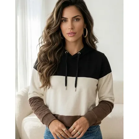 Moletom Feminino Com Capuz Estiloso Blusa Peluciada Frio