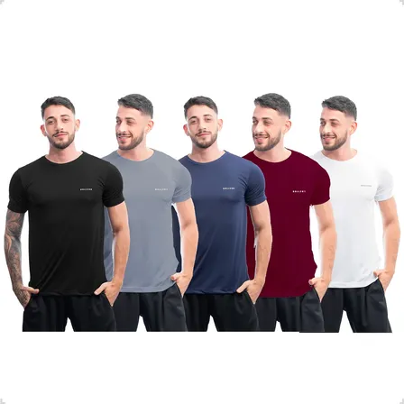 Kit 5 Camisas  Dry Fit Academia Esportiva Com Proteção Uv