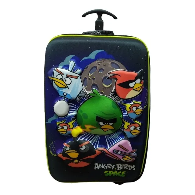 Maleta 3d Angry Birds De 3 Ruedas De Silicón Original.