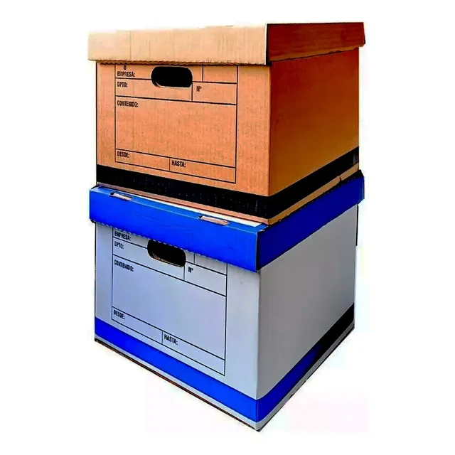 Caja De Archivo Pasivo Blanca Con Franjas Azules /kraft