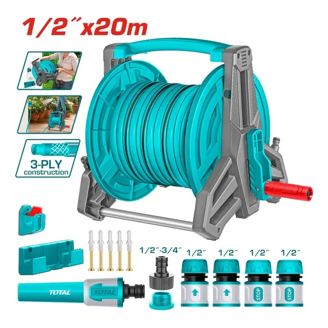 Manguera De Pvc 1/2 X 20mt + Accesorios Total Thhr20124 Color Turquesa