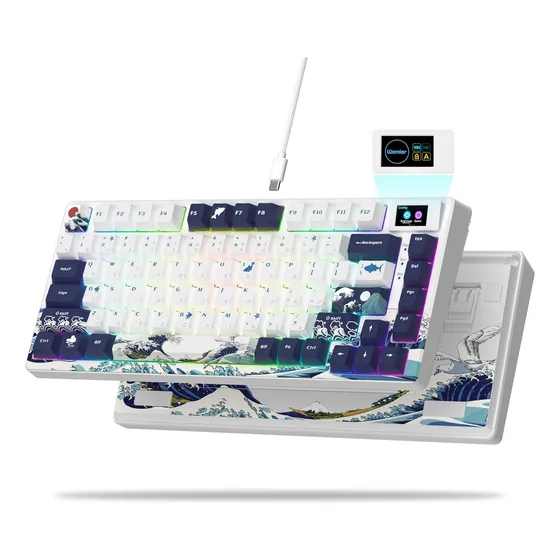 Teclado Womier S-k80 75% Com Multimédia A Cores Branco Ka...