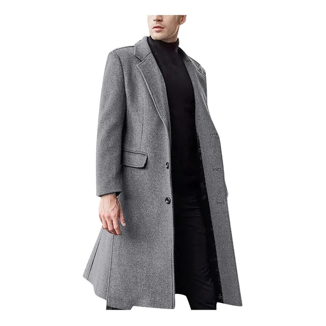 Abrigo Hombre Moda Invierno Gabardina Lana Termica Larga Un
