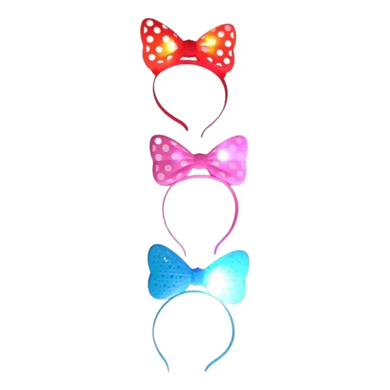 10 Cintillos Para Niñas Orejas Mickey Minnie Con Luz Led