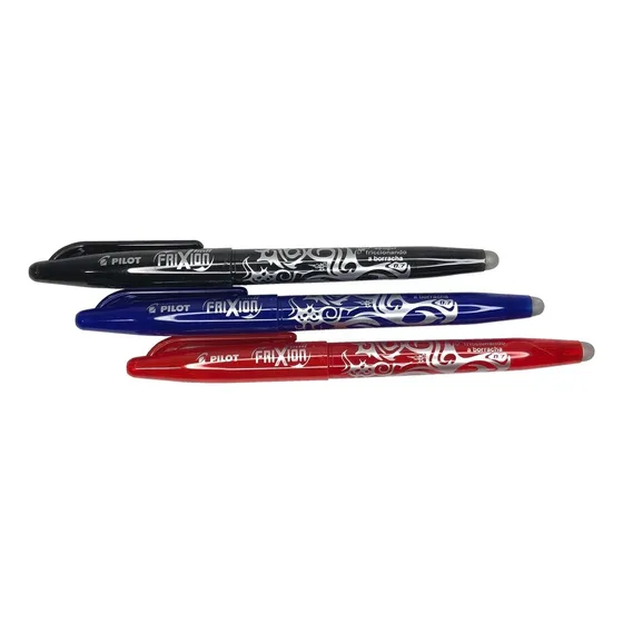 Pilot Frixion 0.7mm 3 Canetas Apagável Kit Preta Azul Verm Cor da tinta preta/azul/vermelha