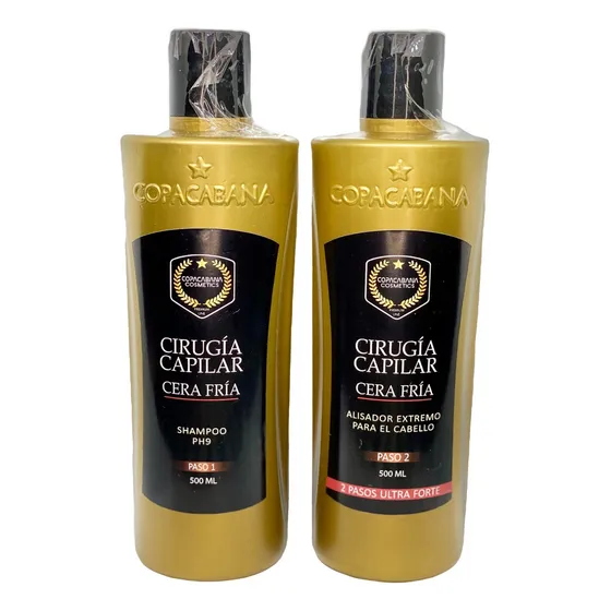 Kit 2 Paso Cirugía Capilar Cera Fria Alisado Permante 500 Ml