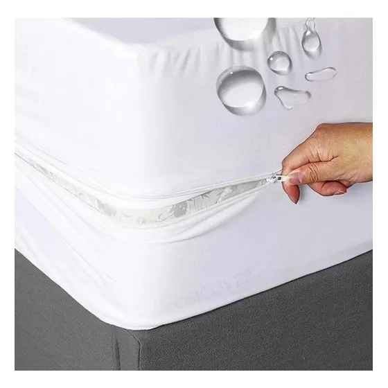 Funda Entera Cubre Colchon Con Cierre Impermeable 200 X 180 Color Blanco
