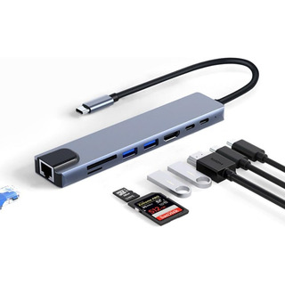 Adaptador Usb 8 En 1 Hub Usb-c Multipuerto Con Ethernet 3.0 Adaptador Usb 8 En 1 Hub Usb-c Multipuerto Con Ethernet 3.0