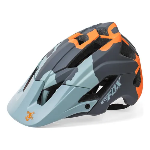 Casco De Seguridad Ultraligero Batfox Para Ciclismo Mtb Color Verde/naranja Talla L(56-62cm)
