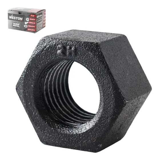 10 Tuercas Hexagonales Gr. 2h Negra 1-3/4-8 P