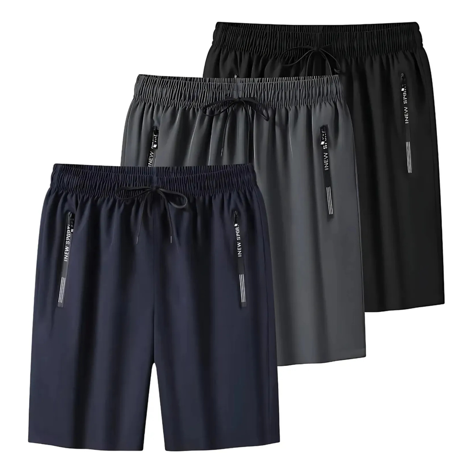 Kit 3 Bermuda Masculina Esportiva Secagem Rápida Ziper Bolso Kit 3 Bermuda Masculina Esportiva Secagem Rápida Ziper Bolso