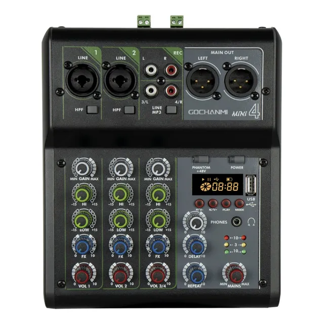 Mezcladora Amplificada Gochanmi Mini4 Potenciada 4 Canales