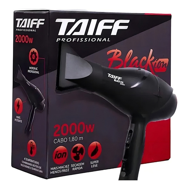 Taiff Profissional Black Ion Secador De Cabelo 2000 Watts Preto 220v Taiff Profissional Black Ion Secador De Cabelo 2000 Watts Preto 220v