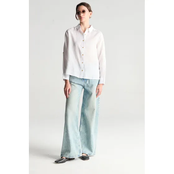 Camisa Manga Larga Lino Chambray Botones Mujer Desiderata