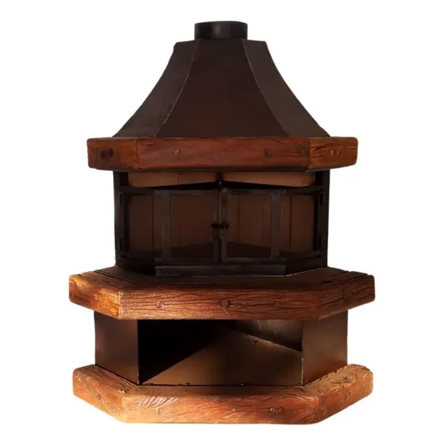 Lareira De Canto Chapa Naval Rustica A Lenha - Média130cm