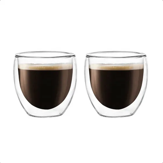 Set X2 Taza De Vidrio Doble Café