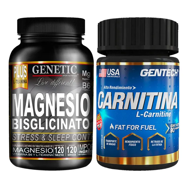 Reductor Carnitina Magnesio Bisglicinato B6 Teanina Genetic
