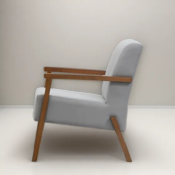 Butaca Sillón Clara Tela Rústica Base Madera Estilo Clásico