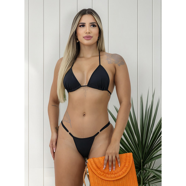 Biquíni Fio Dental Fita Bronze Biquini Cortininha Regulador