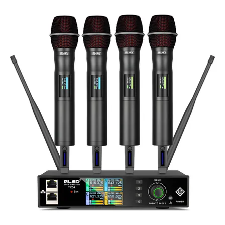 Glsd Microfone Sem Fio De Quatro Canais Tx04 Dinâmicos Preto
