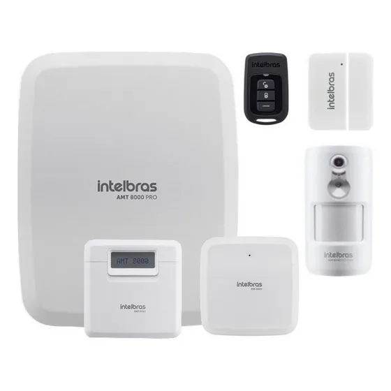 Alarme Intelbras Amt 8000 Pro Wifi Sem Fio Sensor Pet Camera Cor Branco