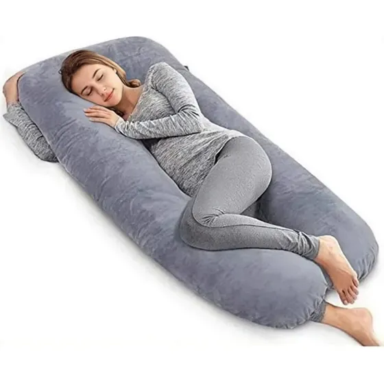 Almohada Embarazo Abrigados Cuerpo Entero Tela Peluche Forro Interno Color Gris