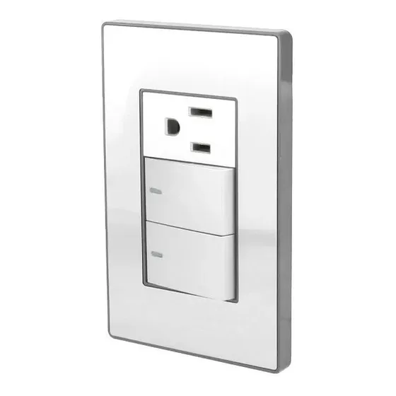 Placa Sanelec Acero Inox 2 Apagador + 1 Contacto Cordoba