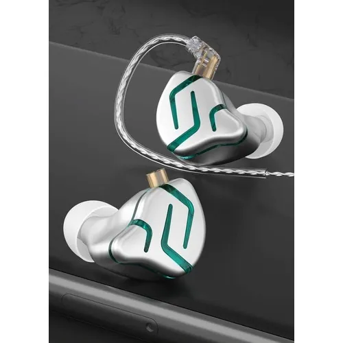 Audífonos Kz Zes Unidad 12mm Cable Premium Hifi Cyan