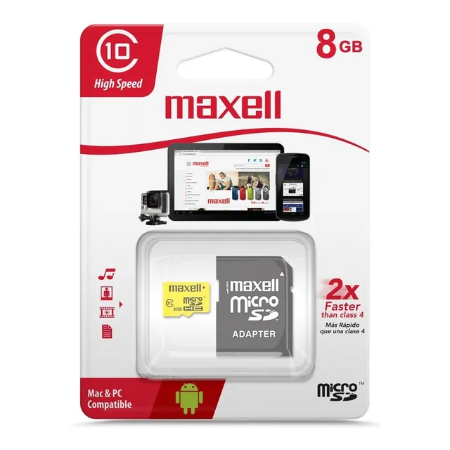 Memoria Micro Sd 8 Gb Maxell Clase 10 Celular Tablet Camara.