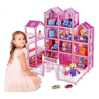 Casa De Muñecas Con 16 Habitaciones/306 Accesorios Para Niña Color Rosa Chicle Casa De Muñecas Con 16 Habitaciones/306 Accesorios Para Niña Color Rosa Chicle