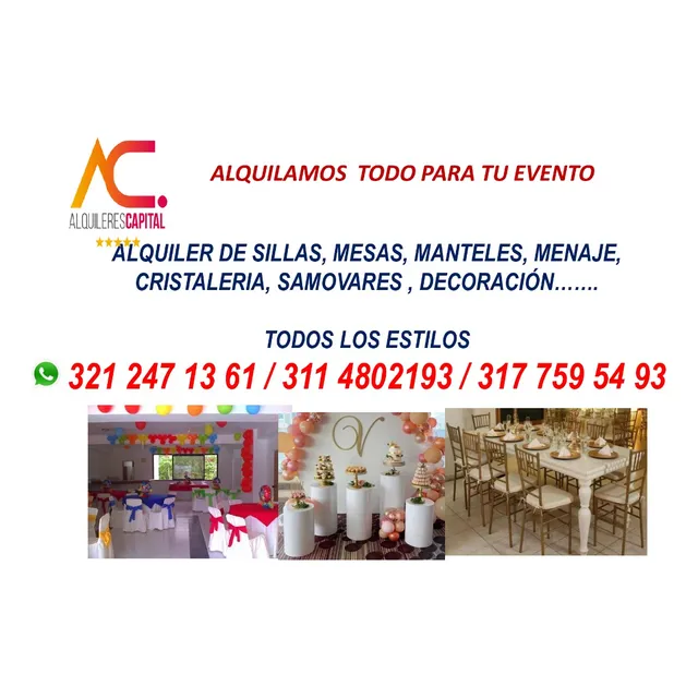 Alquiler De Sillas Mesas Manteles Decoración 3212471361