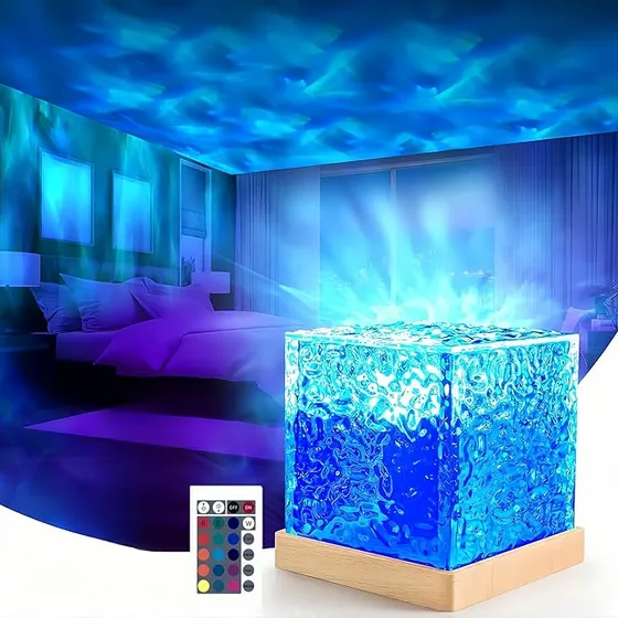 Wanlian Proyector Lampara Con Ondas Oceánicaslampara Aurora Boreal,16 Colores De Efectos De Luz Led Rgb Con Control Remotolampara Proyector,adecuado Para Parejas,familiares Y Bares Luz De Noche